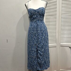 NWT Selfies Leslie Ruby Seez blue floral dress lined tie back size 14 AUS 10 US